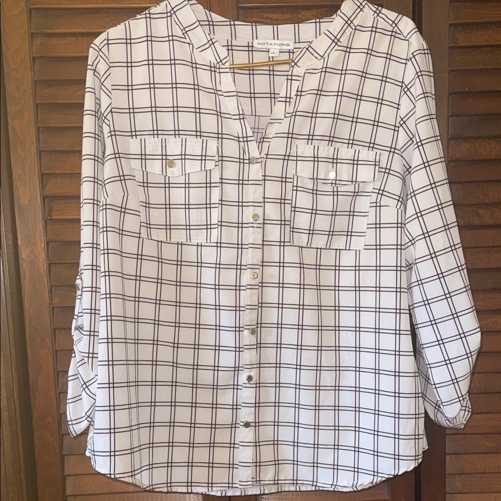 Notations Plaid Button-Up Shirt